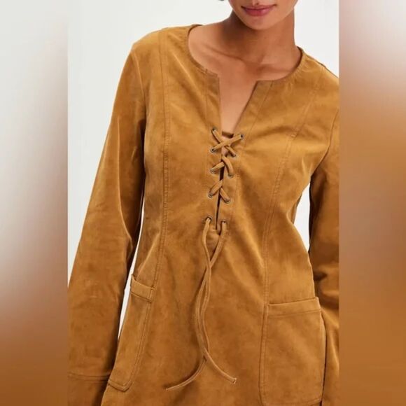 Free People Bradley Faux Suede Mini Dress Size Medium - Picture 2 of 13